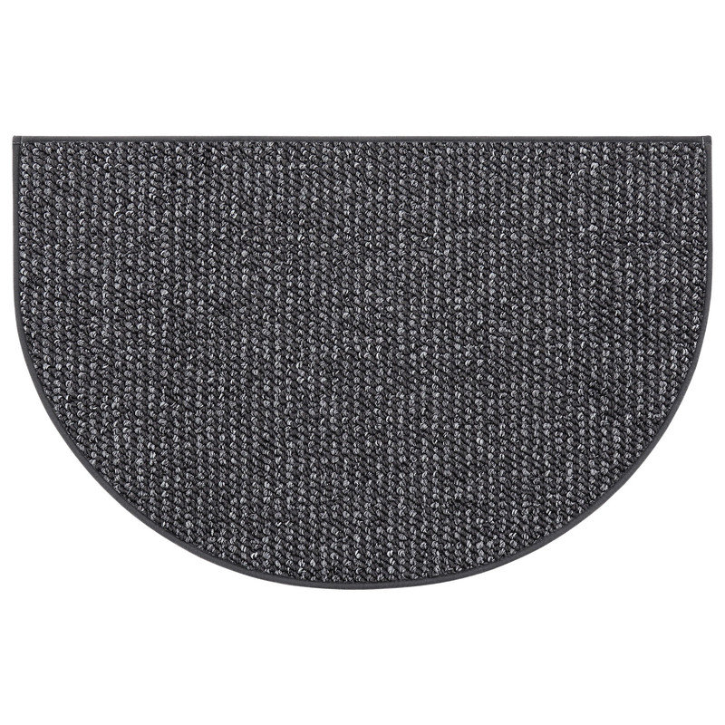 Tapis d'entrée intérieur demi-cercle antidérapant et lavable, au design absorbant discret., Gris foncé, L 26 po x L 40 po