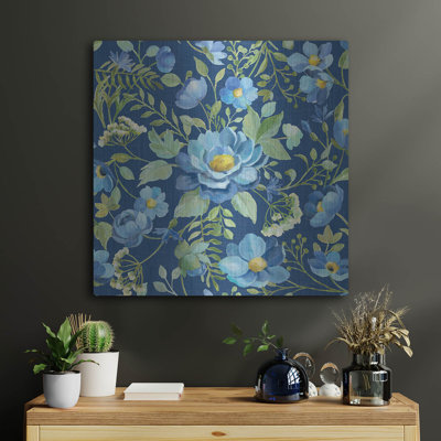  «Botanical Blue Pattern Ib» par Silvia Vassileva, art mural en métal, 24 po x 24 po