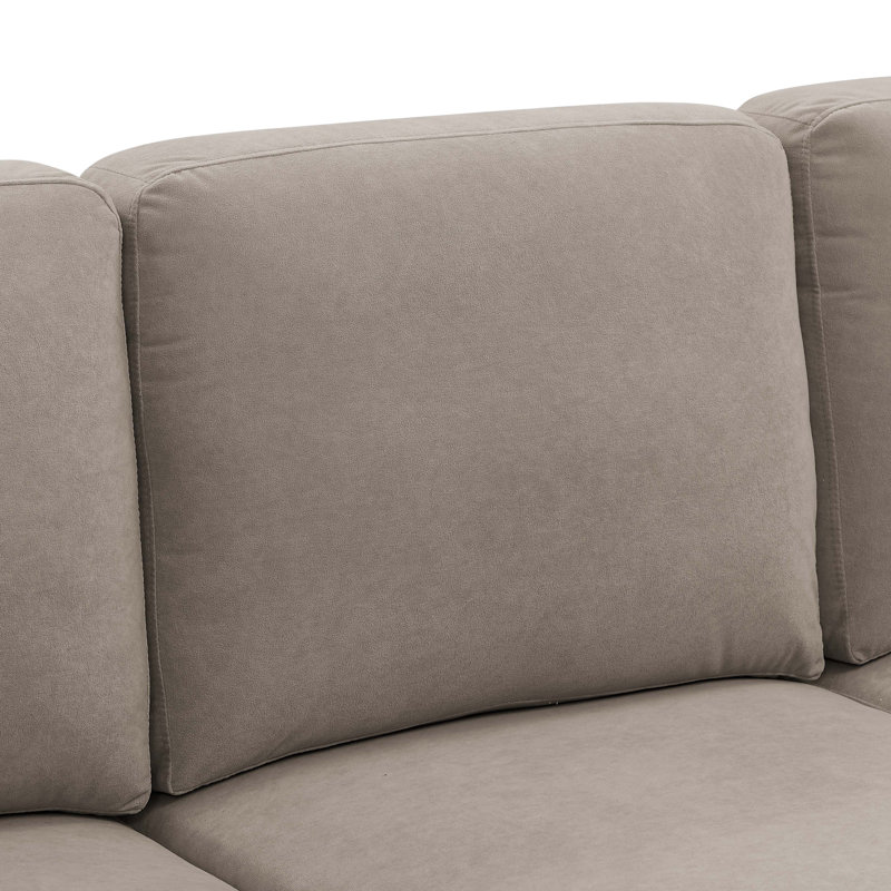 Amulya Upholstered U-Shaped Sectional Symmetrical, Khaki Polyester Blend, Black