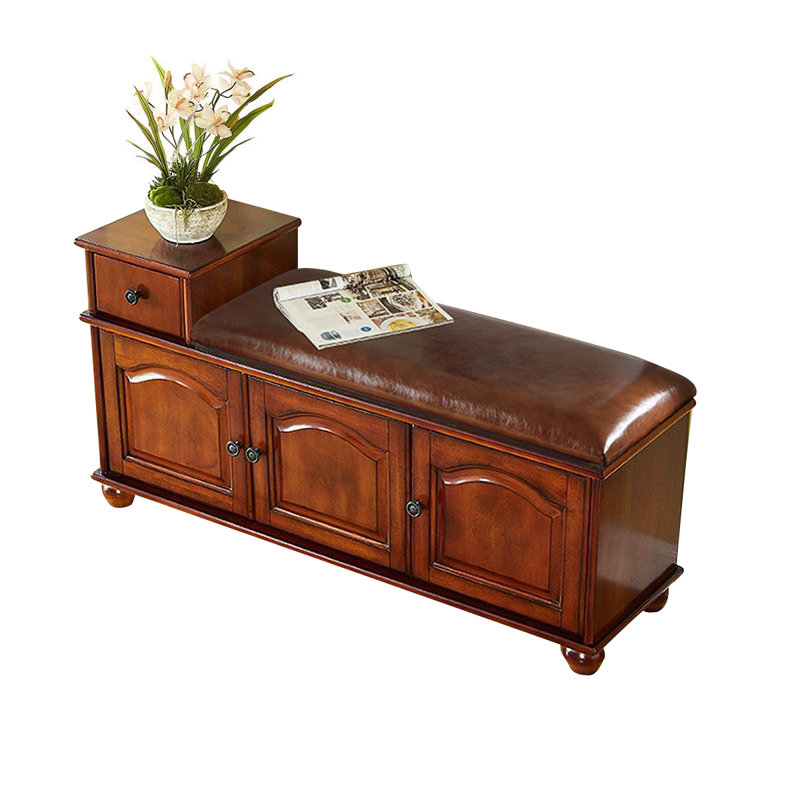 Banc de rangement rembourré pour chaussures, Brun; noyer
