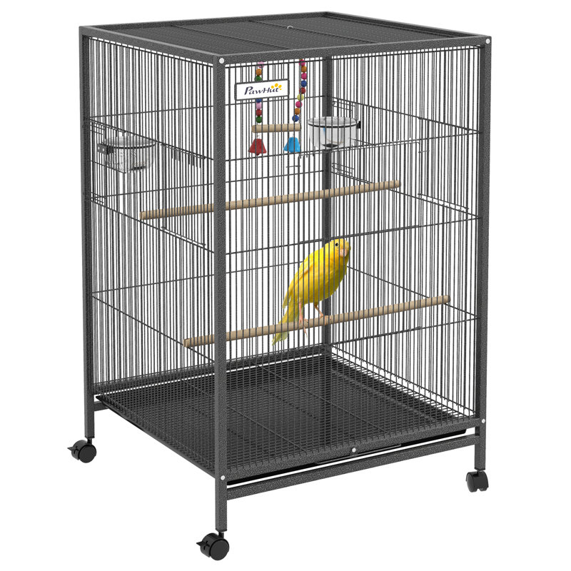 78cm Steel Flat Top Floor Bird Cage with Wheels