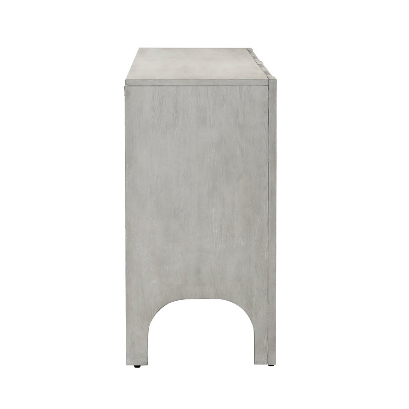 Maiya 88" Wide Rubberwood Sideboard, Light Gray Wash