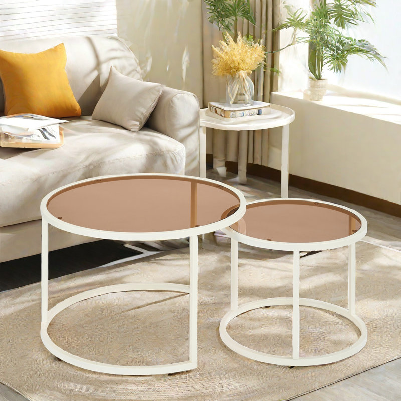 Creary Frame Coffee Table, White, Tan