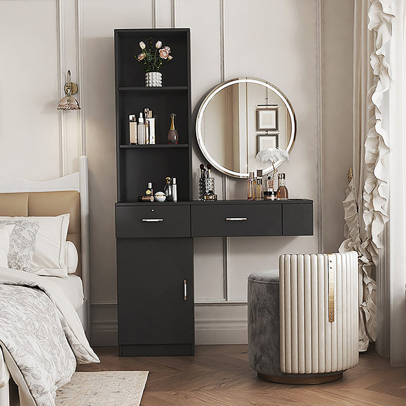 Bureau à cheveux moderne et simple, rangement multicouche, grand espace de rangement, Noir