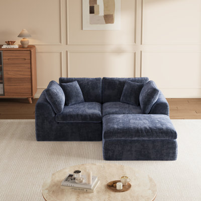 Canapé d'angle modulaire sans os de 200 cm de large avec pouf, canapé infonuagique rembourré en forme de L 3 places, aucun assemblage requis