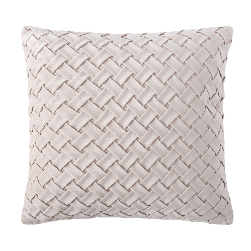 Off-White Lattice Textured Velvet Euro Throw Pillow Cover
