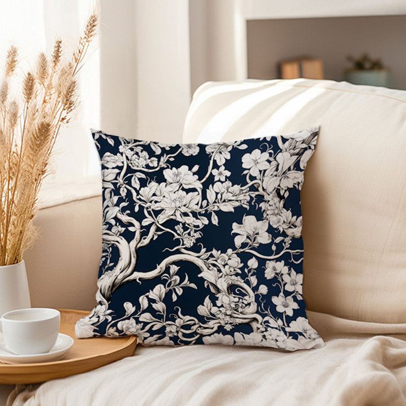 Botanical Chinoiserie Asian Pattern XI, 18"H x 18"W