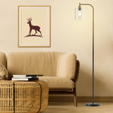 Demerrick 66.1" Arched Floor Lamp with Two LED Bulbs Included and Glass Shade