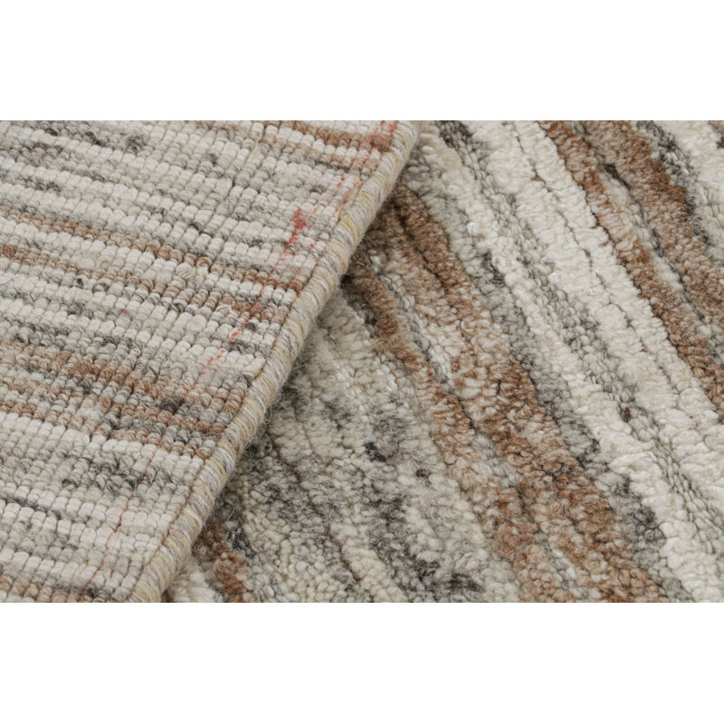 Rug & Kilim’S Textural Rug With Beige-Brown And Gray Stripes “Light On Loom”