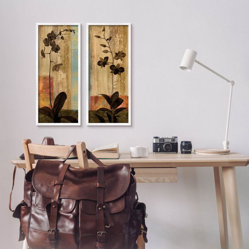 «Modern Boho Orchid Blooming», ensemble de 2 impressions sur toile encadrées par Chris Donovan, H 24 po x l 10 po x P 1,5 po