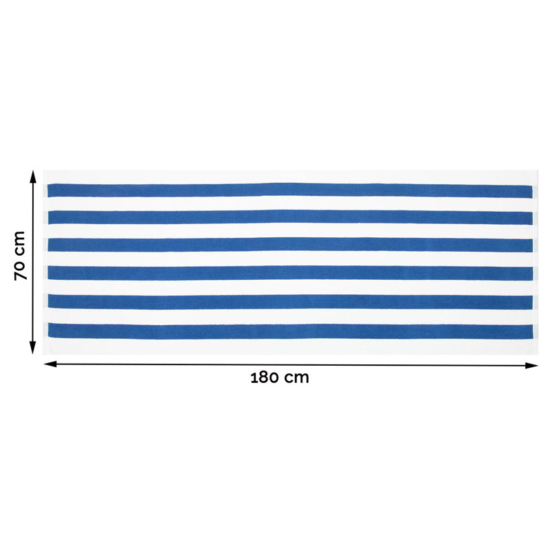 Midweight Beach Towel, Blue/White