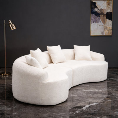 Curved Boneless Sofa, Compression Modular 110'' Sectional, Couches Sleeper For Living Room Bedroom Apartment Lounge, Chenille