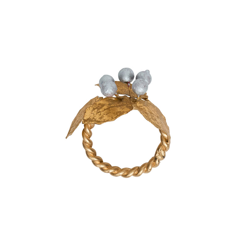 Set of 4 Forest Walk Holly Napkin Ring Set