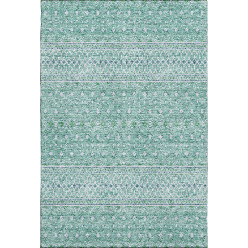 Premium Machine Washable Prisco Aqua Rug, Rectangle 9' x 12'