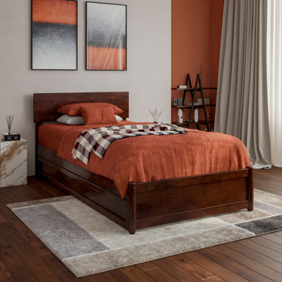 Lit plateforme en bois massif avec lit gigogne Lamecia