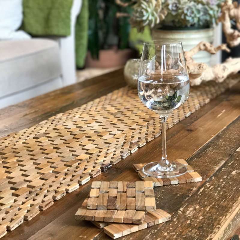 Ensemble de sous-verres recyclé teck, Teck