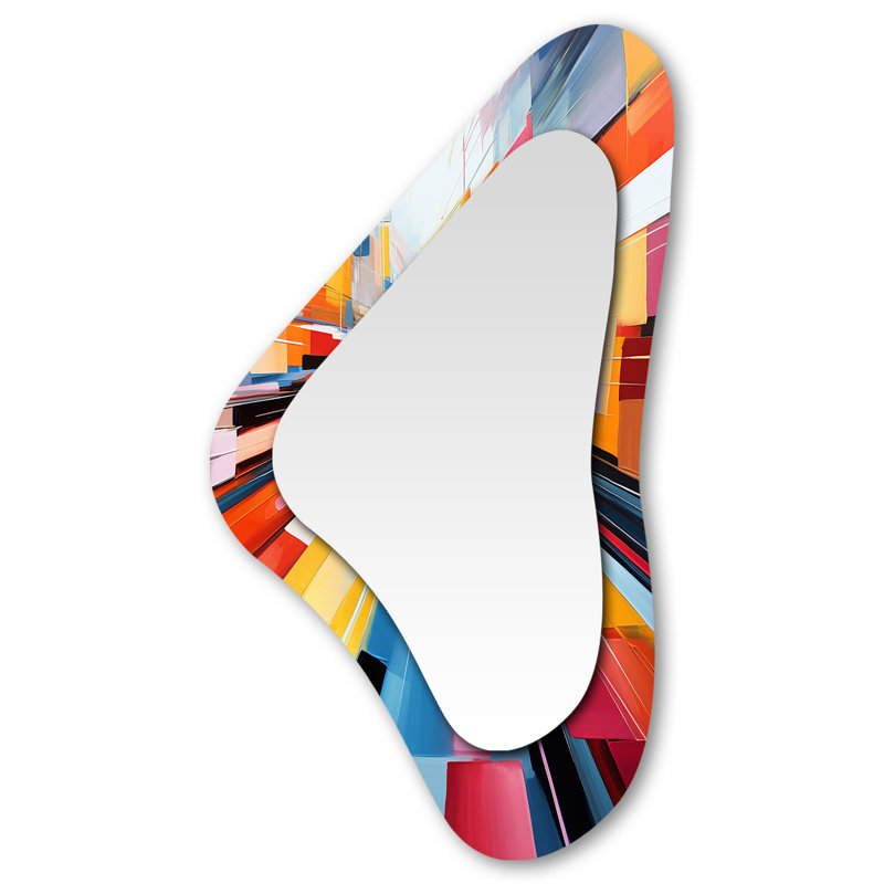 Cubisme coloré en spirale de vitesse I - Collages abstraits, décoration artistique en métal - Miroir mural moderne et irrégulier