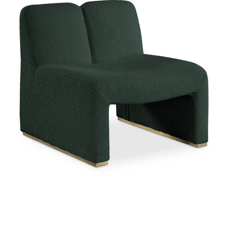 Iyesha Upholstered Slipper Chair, Green Boucle Fabric
