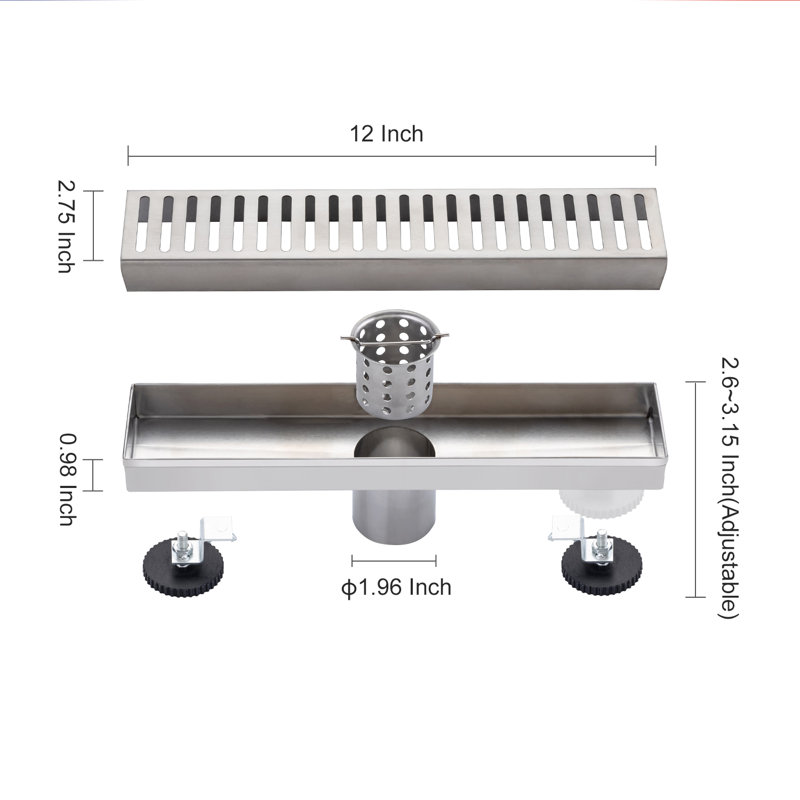 Drain de douche à grille linéaire, Nickel brossé