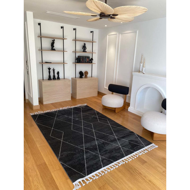 Tapis rectangulaire en coton Lashena, Rectangle 5 pi 3 po x 8 pi 10 po