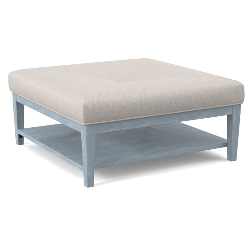 Hammond Square Ottoman, Cobalt Blue Stripe; 0204-64, Sea Glass Finish