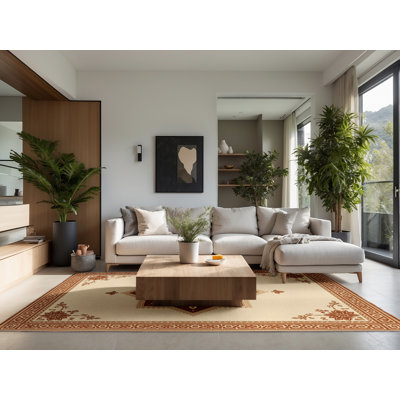 Tapis oriental moelleux moelleux en beige