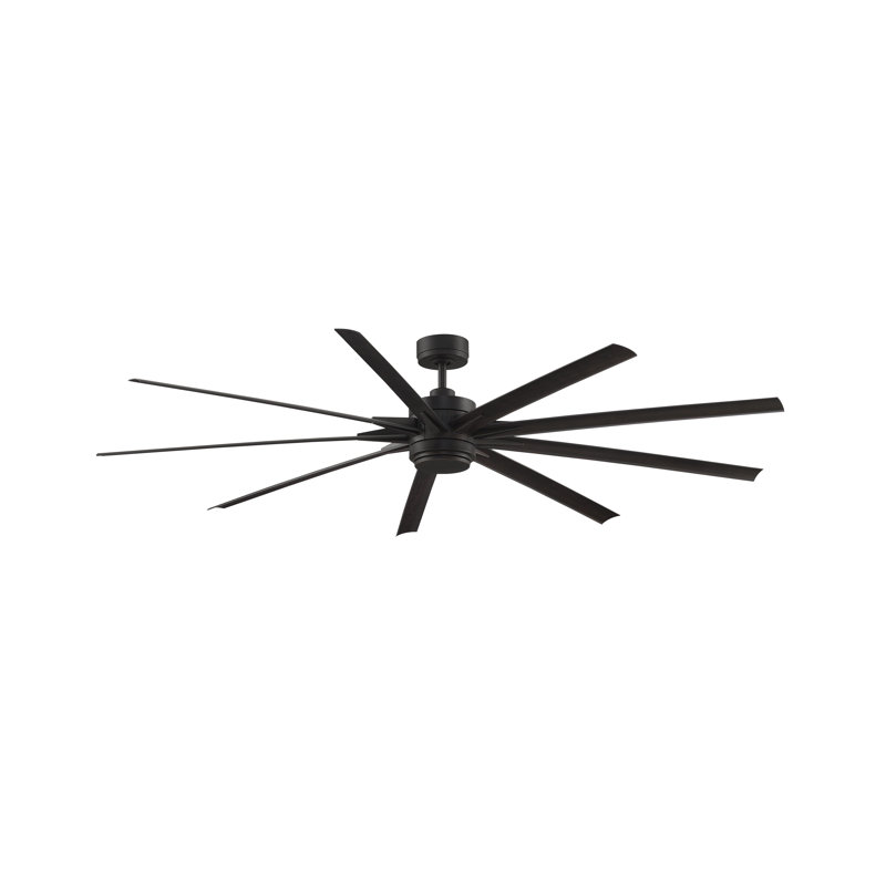 Ventilateur de plafond intelligent d'intérieur / extérieur de 84 pouces avec ensemble de lumières DEL CCT Odyn - bronze foncé avec pales en noyer foncé