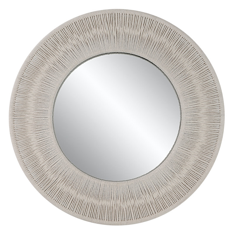 Miroir rond Carlen, 33 po x 33 po, Blanc