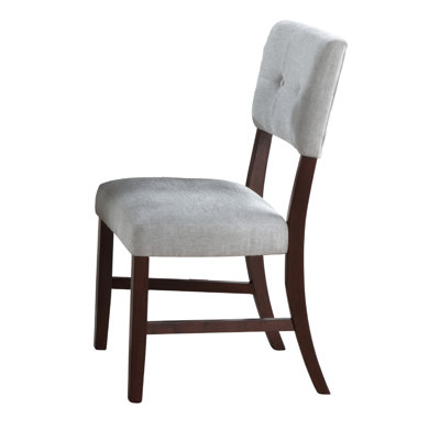 Tery Dining Side Chair Set Of 2, Tufted Gray Backrest, Cherry Brown