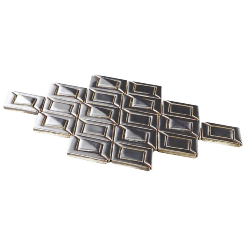 Nabi Jewel 3D Glossy Glass Mosaic Tile, Gunmetal Gray