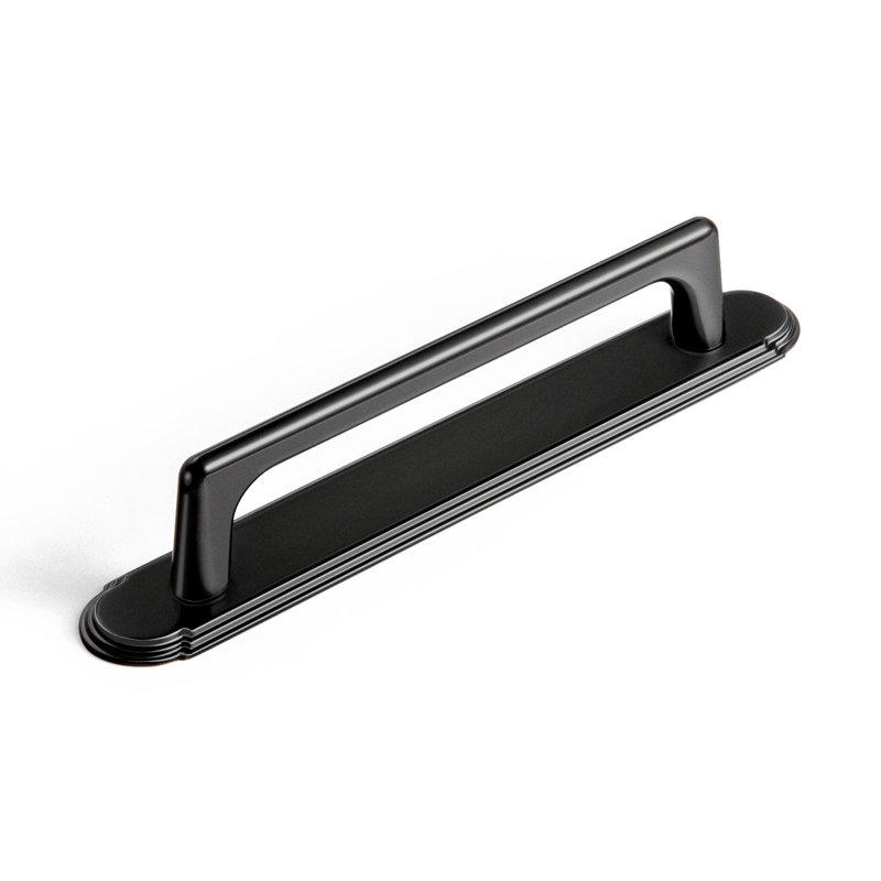 Poignée barre classique avec panneau arrière, Noir, 5"