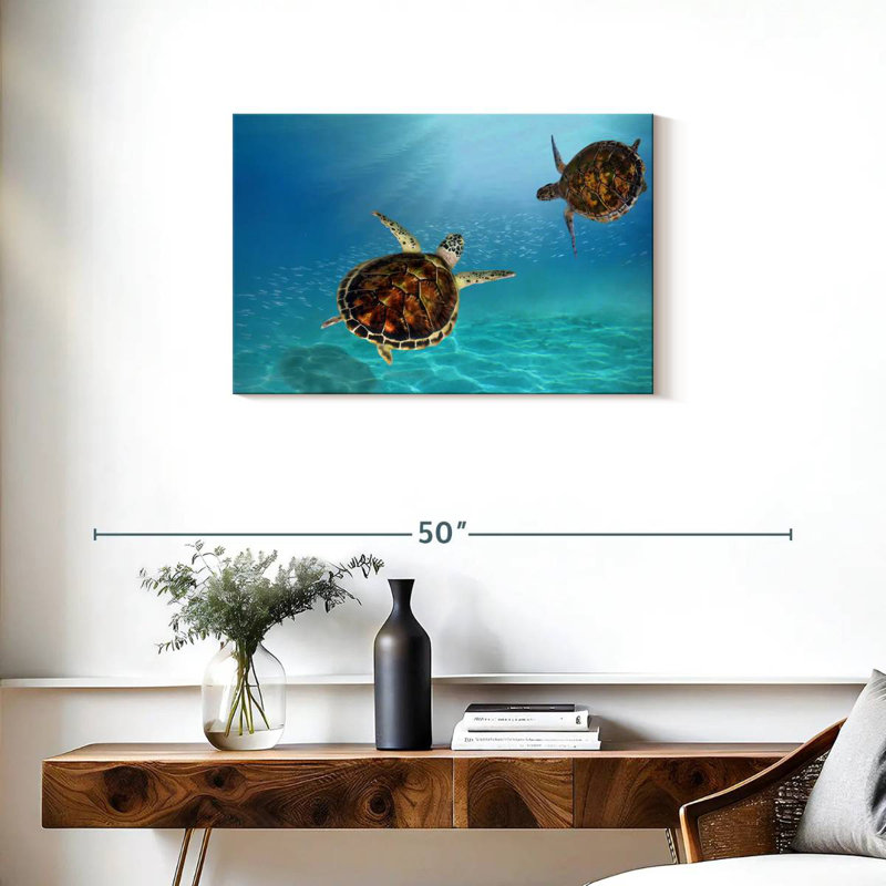 Tortues imbriquées sous l'eau, H 20 po x l 30 po