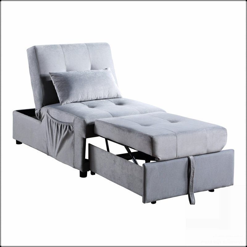 Banc de rangement moderne à plateau relevable avec lit escamotable, Gris