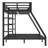 Metal Twin XL over Queen Bunk Bed for Teens & Adults, Space-Saving, Noise-Reduced, No Box Spring Needed, Black Bunk Bed