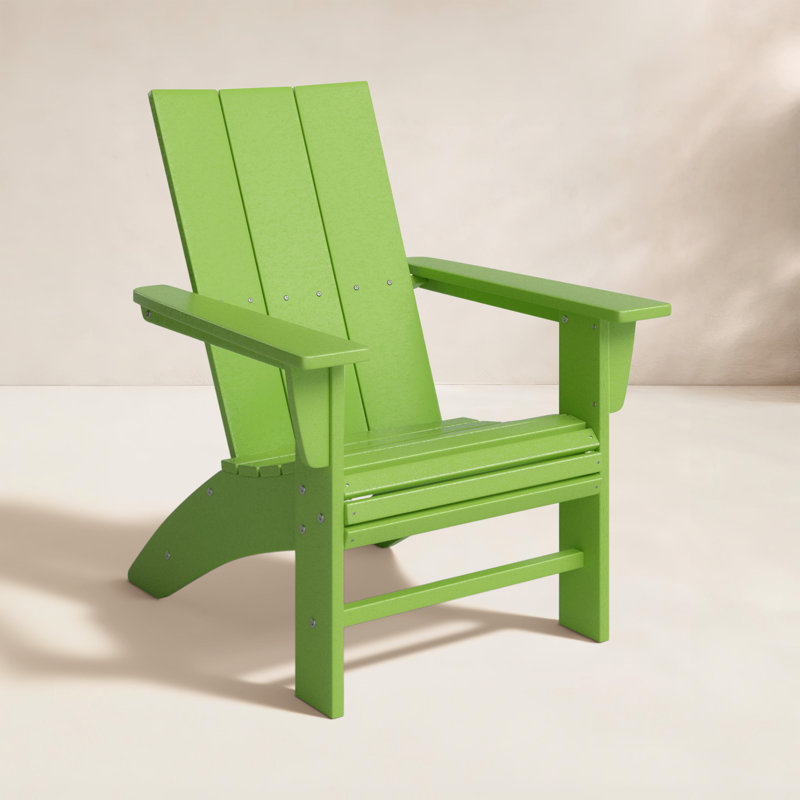 POLYWOOD Modern Curveback Adirondack Chair, Lime