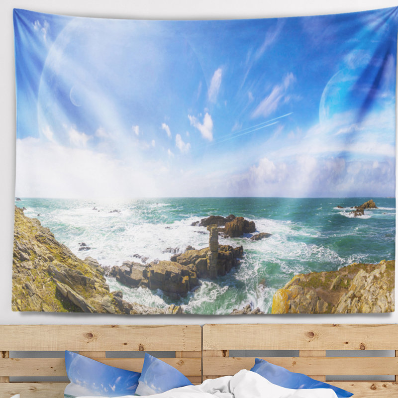 Système de planète lointaine en shore de polyester à partir de falaises tapisserie avec accessoires suspendus inclus