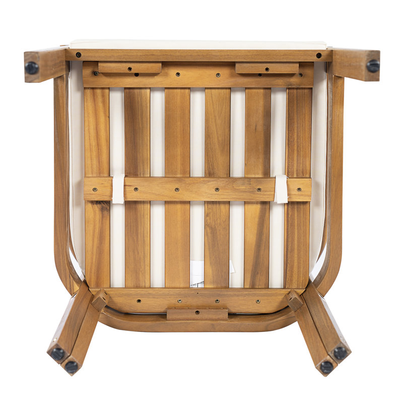Ensemble de 4 chaises de salle à manger d'extérieur avec accoudoirs courbés en bois d'acacia