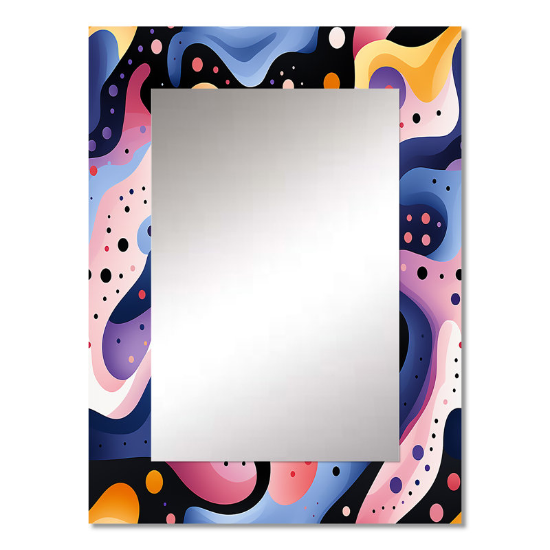 Motif multicolore de lignes géométriques géniales et géniales - décor de miroir mural unique géométrique, grand miroir moderne, art imprimé en métal