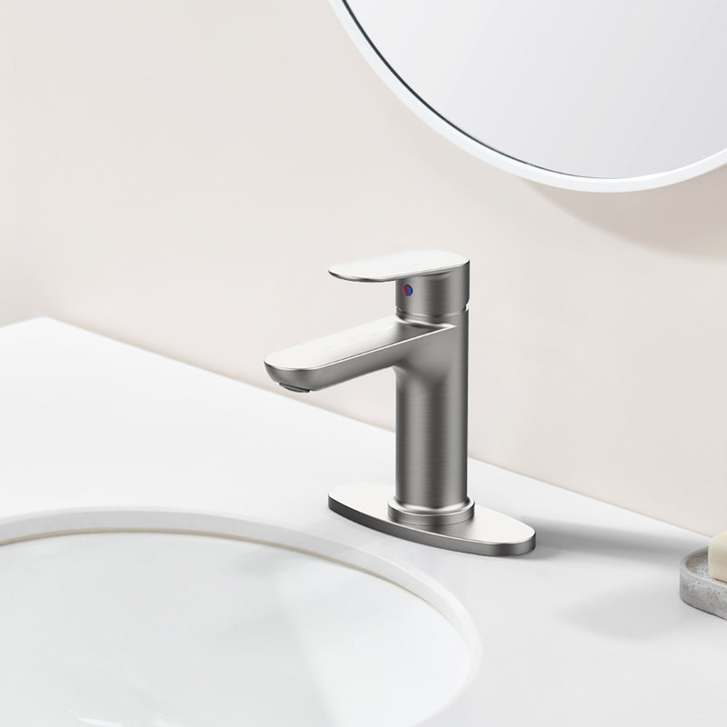 Bathroom Faucet Brushed Nickel Style - 1 Hole Deck Mount, Scratch Surface, Efficient Water Flow, User- Install, Silver