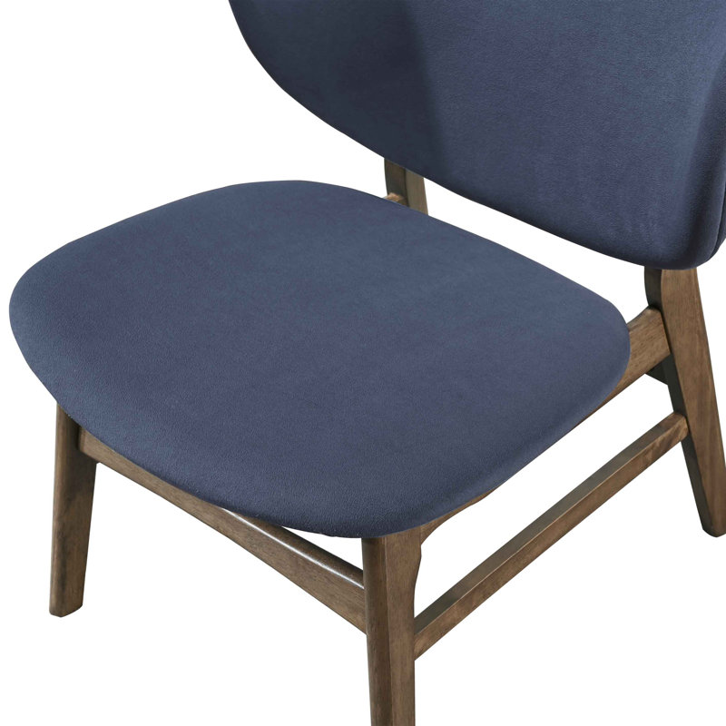 Chaise rembourrée en bois Lizzamore (ensemble de 2), Polyester bleu