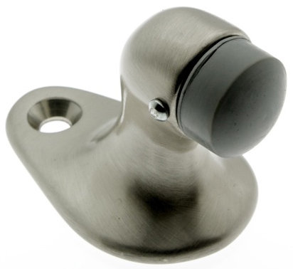 Gooseneck Solid Brass Floor Mount Stop, Satin Nickel