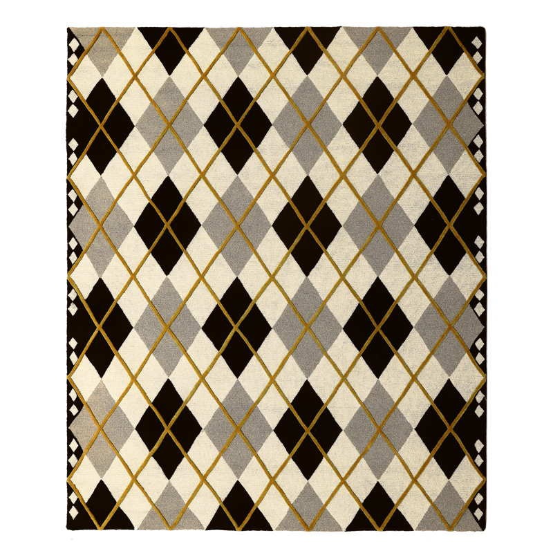 Cream Argyle Rug, Rectangle 8' x 10'