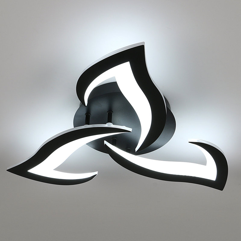 Brianie 33W 3-Head Led Flush Mount Ceiling Light, White Light 6000K, Black