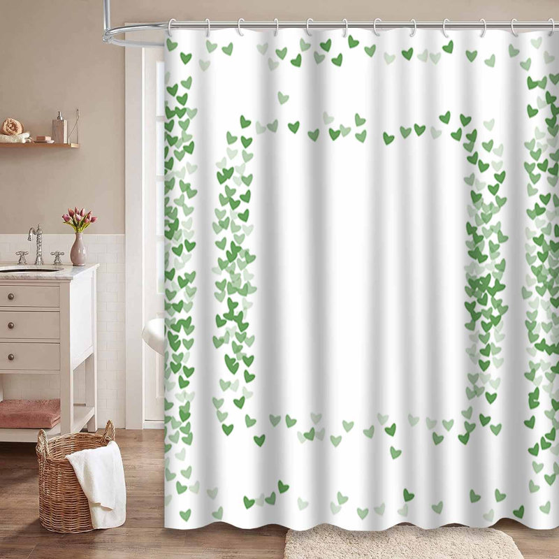 Magnifique rideau de douche en forme de cœur avec 12 crochets, L 72 po x l 78 po