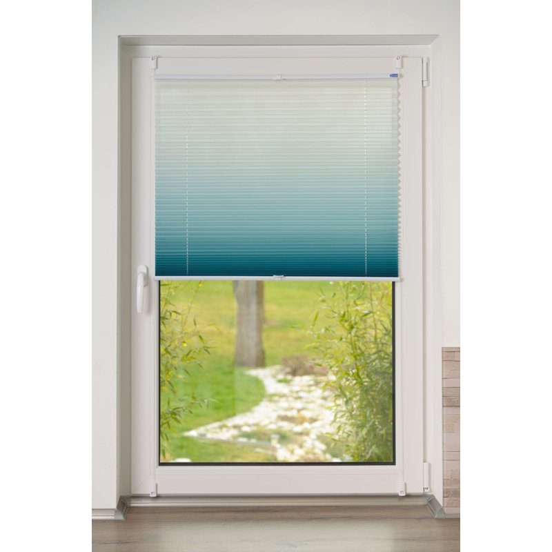 K-home Klemmfix-Plissee Farbverlauf Transparent, Petrol, 210cm L x 80cm W