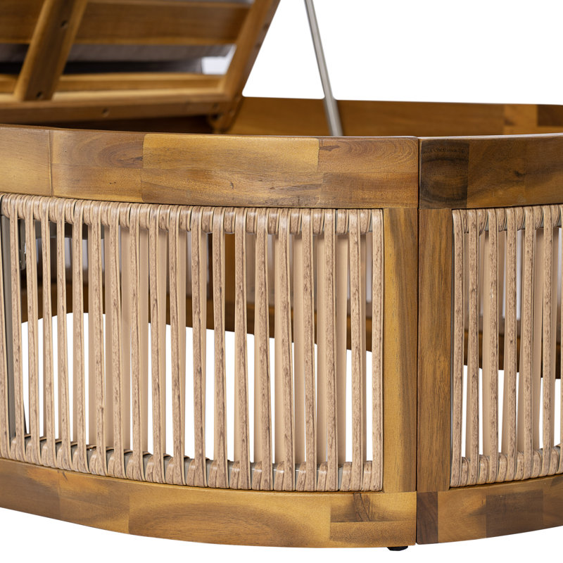 Chaise longue d'extérieur moderne en bois d'acacia Blyden avec dossier réglable à 3 positions pour patio, piscine et jardin