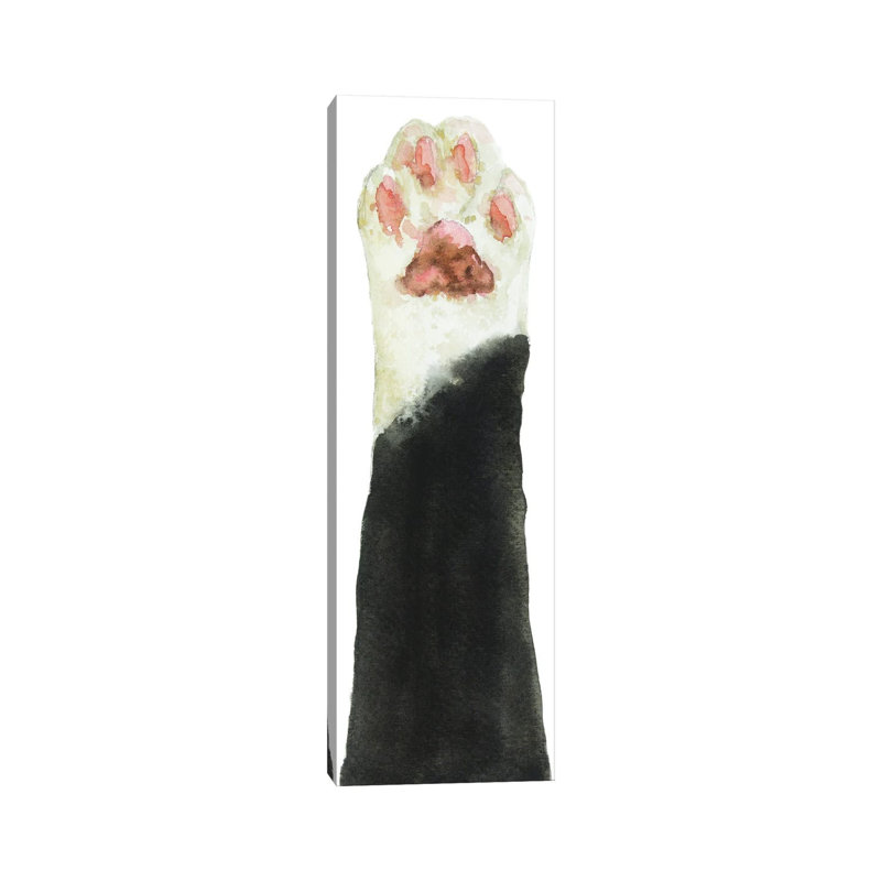 Black Bicolor Cat Paw 1 Piece Wrapped Canvas Panoramic Wall Art, 30.48 cm H x 91.44 cm W x 1.91 cm D