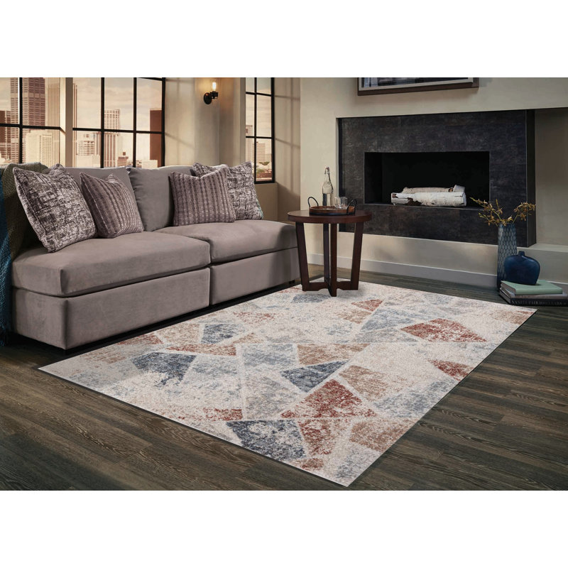 Tapis à motif géométrique abstrait et abstrait de la collection Ocossio, Rectangle 1 pi 9 po x 3 pi 2 po
