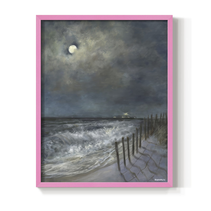 The Beach Fence I, reproduction encadrée - bois massif, H 11 po x l 9 po, Rose