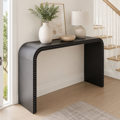Console Table, 59in Entryway Table, Curved Waterfall-style Table,Console table with wood beads,Entrance Table for Entryway, Hallway, Living Room, Foye